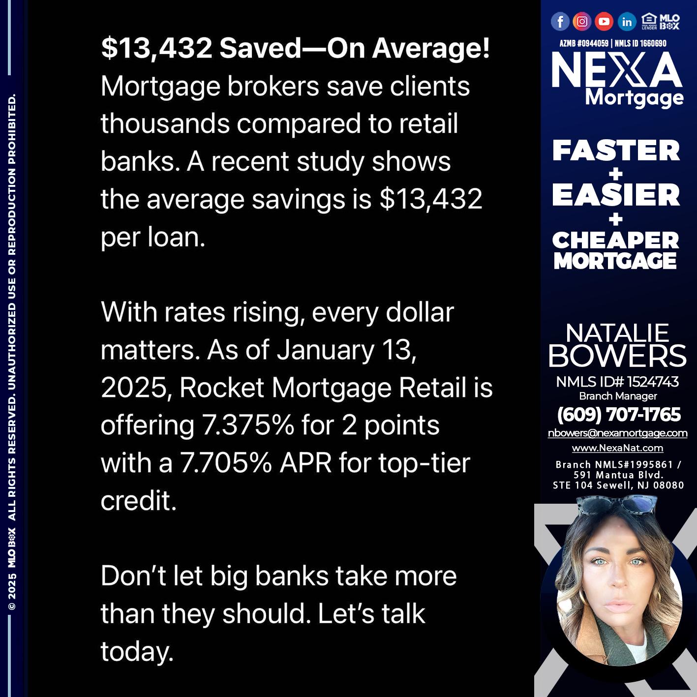 saved on average - Natalie Bowers -Branch Manager