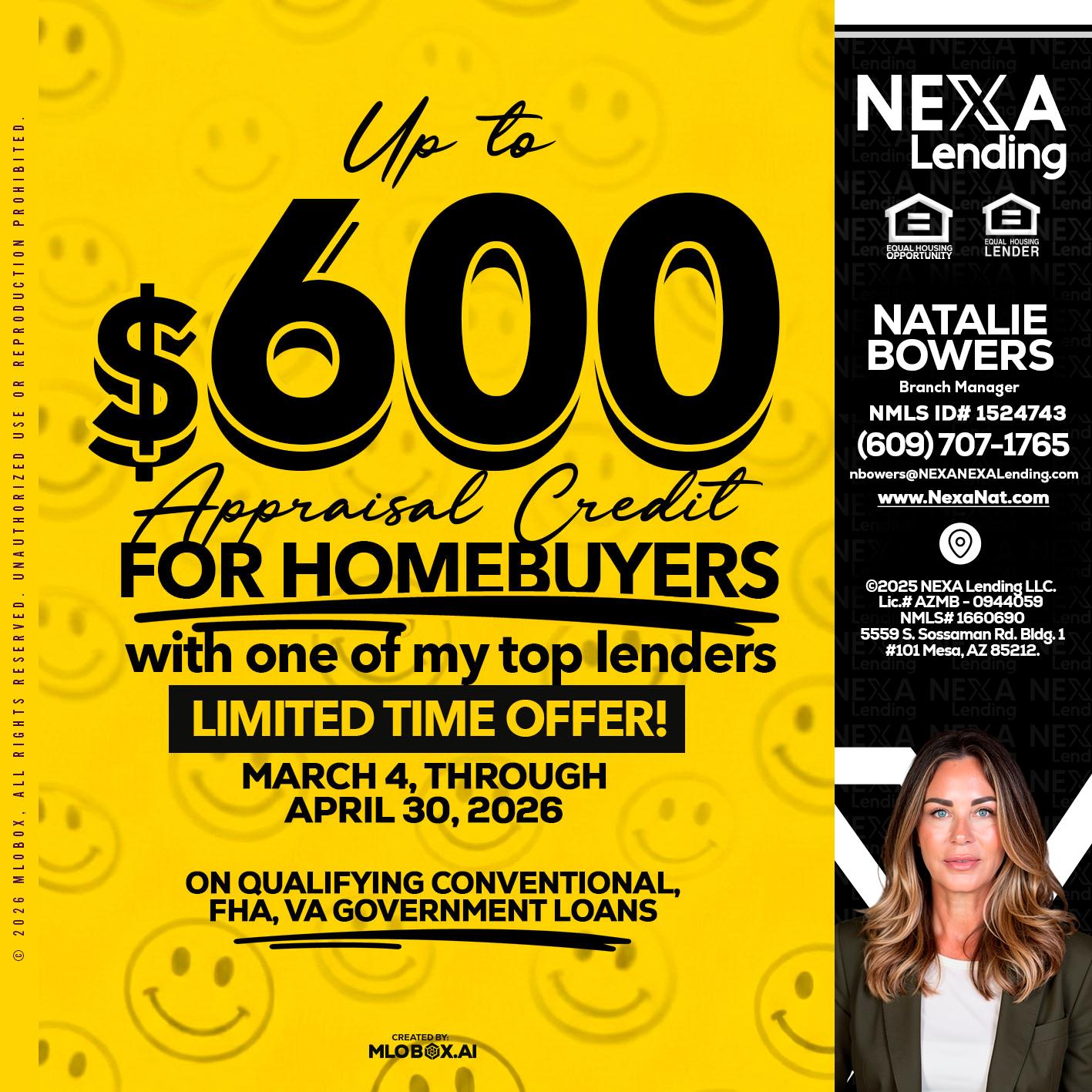 UP TO 600 - Natalie Bowers -Branch Manager