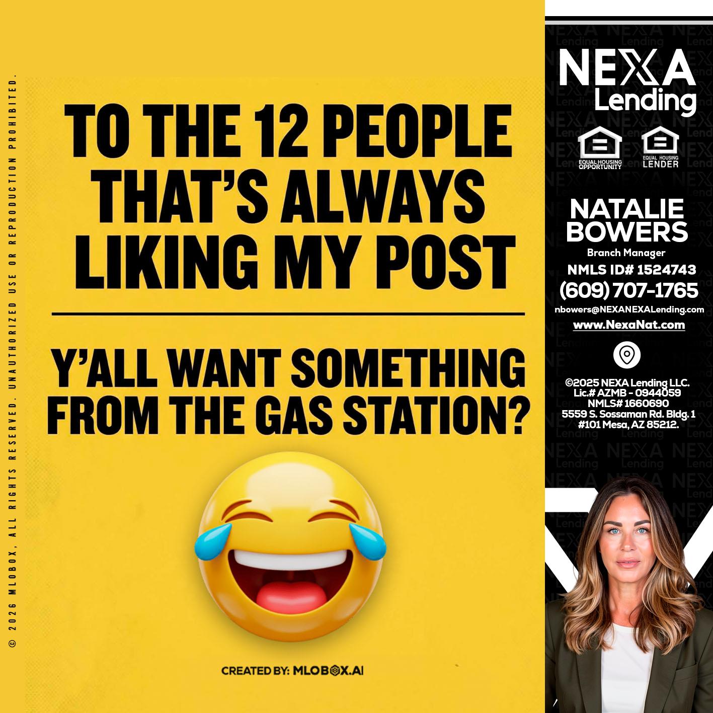 TO THE 12 PEOPLE - Natalie Bowers -Branch Manager