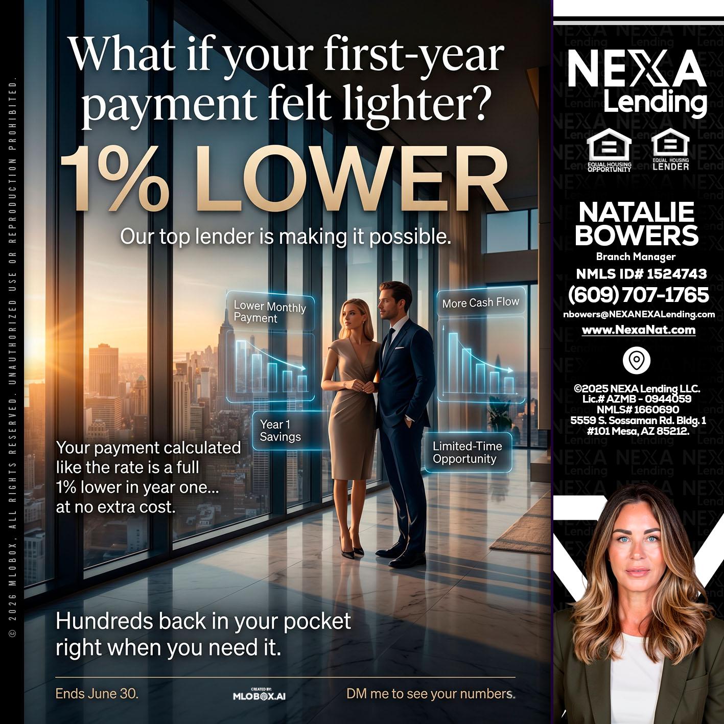 1% LOWER - Natalie Bowers -Branch Manager