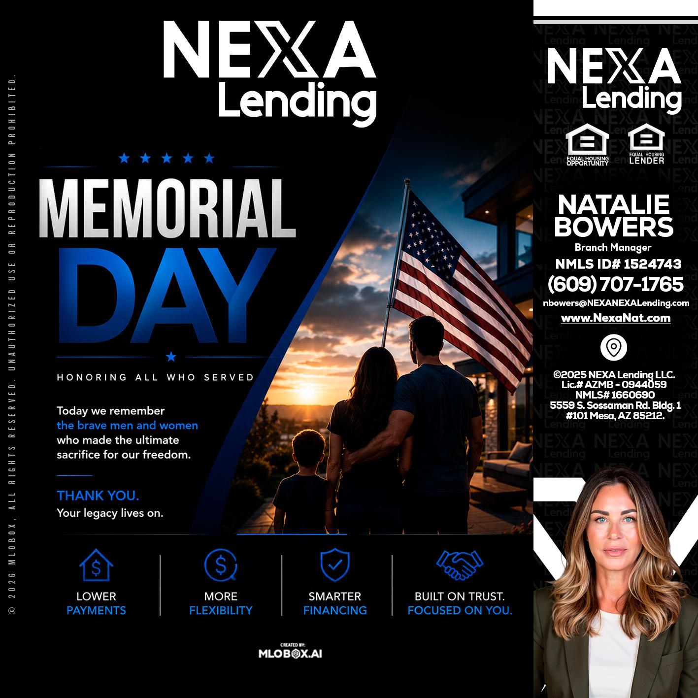 MEMORIAL DAY - Natalie Bowers -Branch Manager