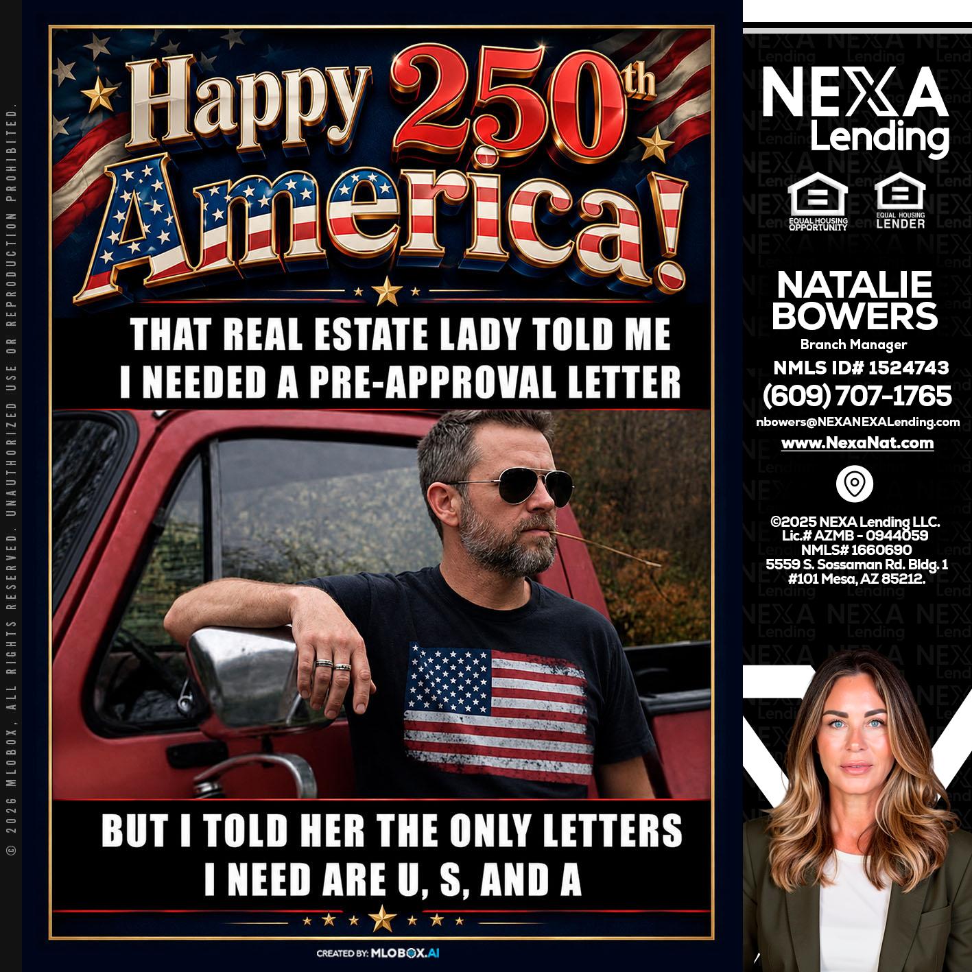 HAPPY 250 TH - Natalie Bowers -Branch Manager