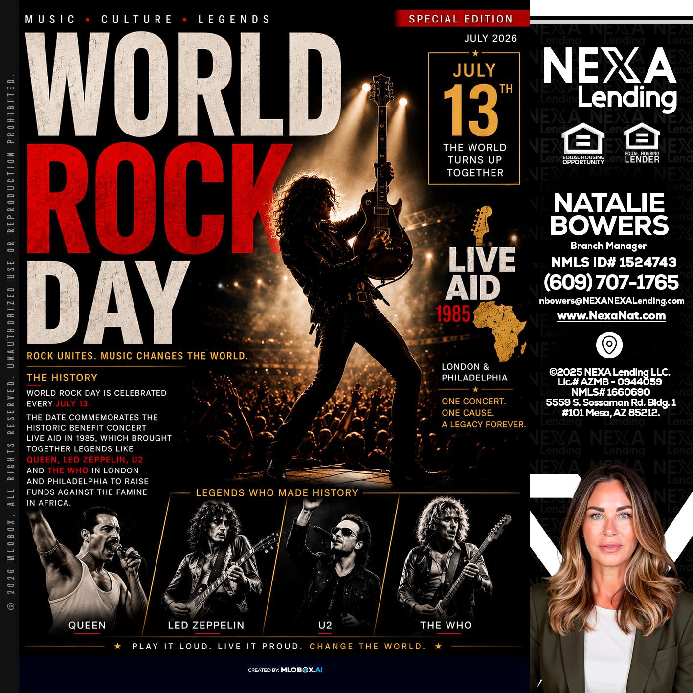 WORLD ROCK MUSIC DAY - Natalie Bowers -Branch Manager